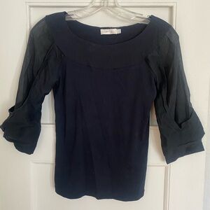 G2000 Black Cotton Silk Short Sleeve Top Size 36 XS